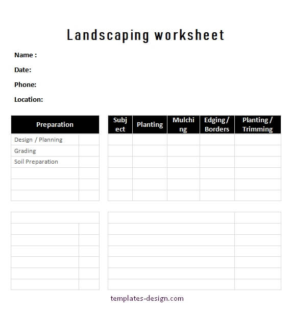work sheet template for word