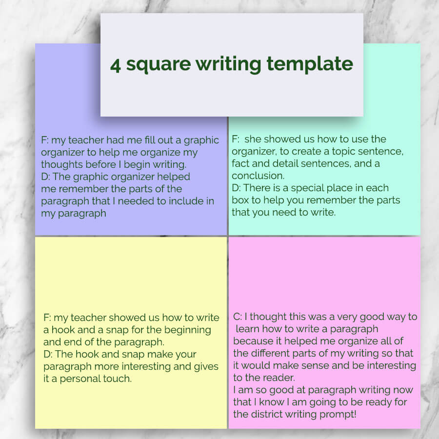 4 square writing template PSD idea Design Sample
