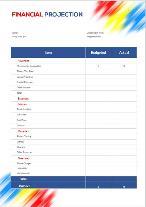 5 year financial projection template 2