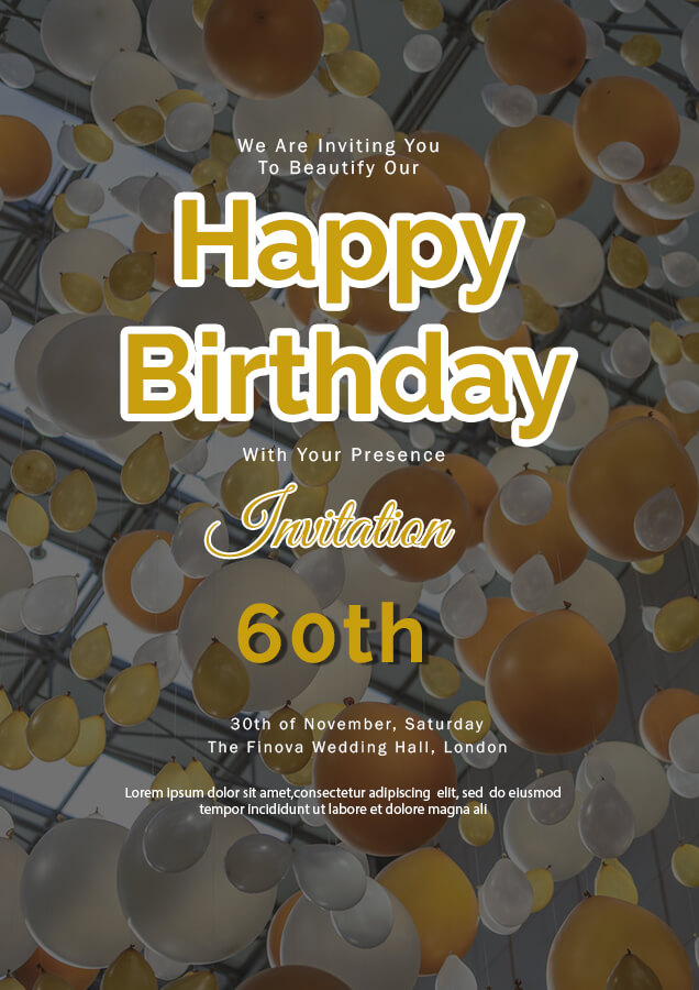 60th birthday invitation template Free PSD Templates Ideas