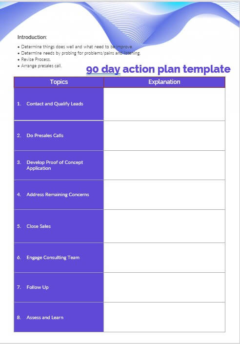 90 day action plan template 8