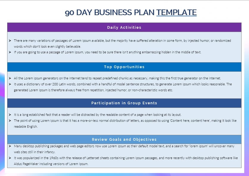 90 day business plan template 10