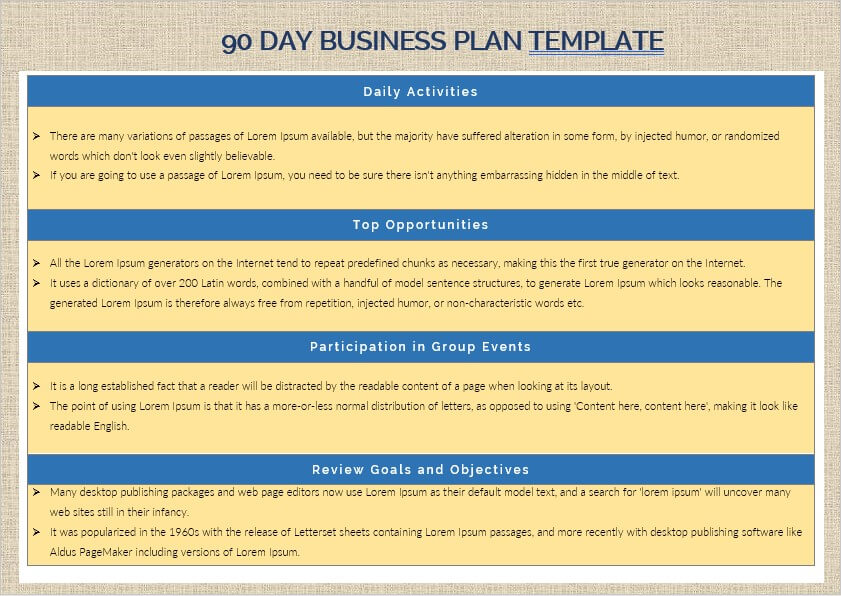 90 day business plan template 7