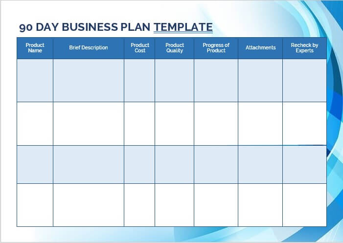 90 day business plan template 8