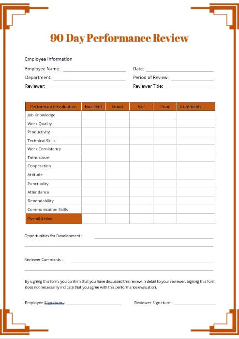 90 day performance review template 4