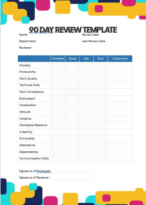 90 day review template 8