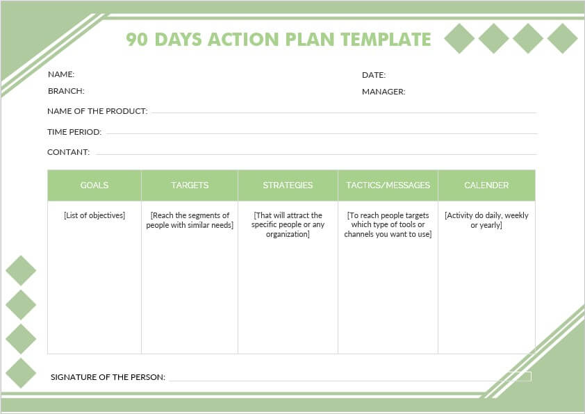 90 days action plan template 4