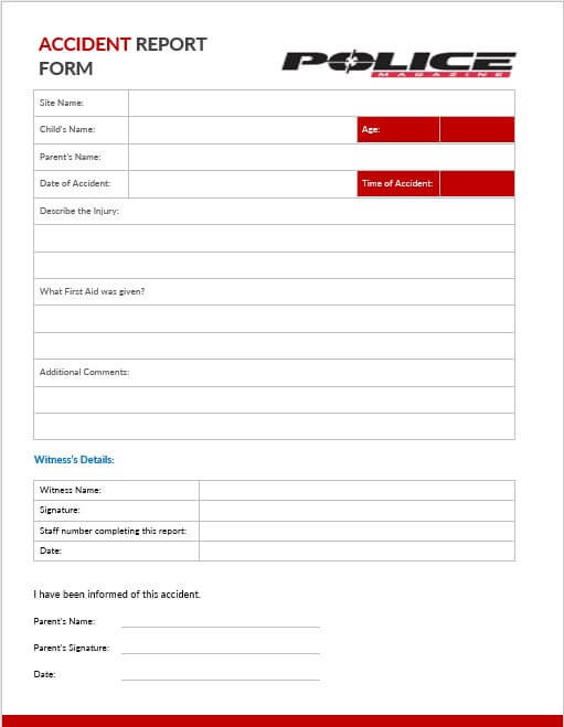 Accident Report Form Template 1