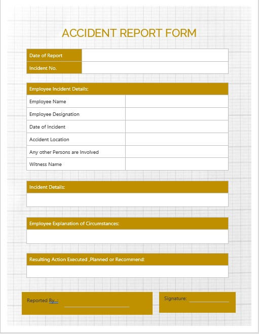Accident Report Form Template 6