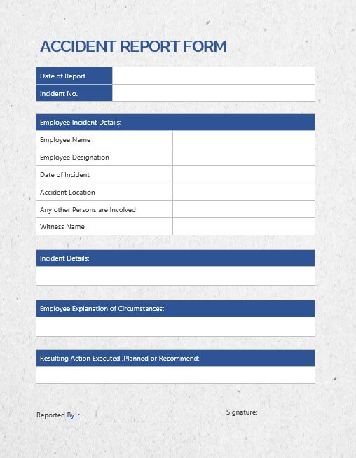 Accident Report Form Template 9