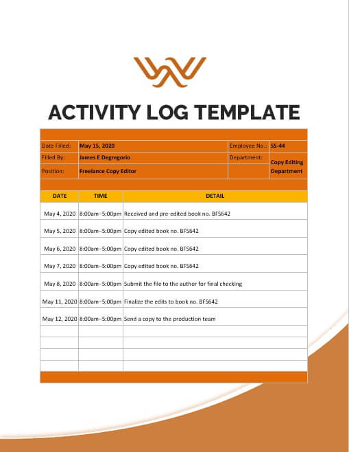 Activity Log Template 4