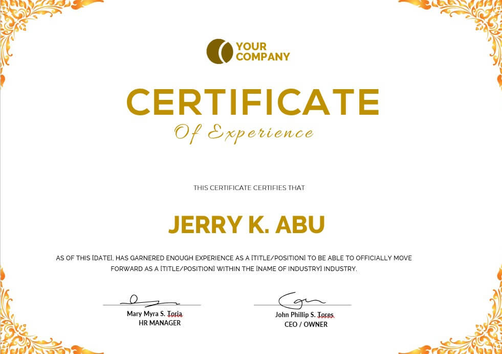 Experience Certificate Template 10