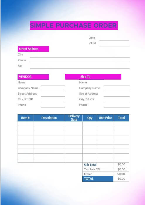 Purchase Order template 6