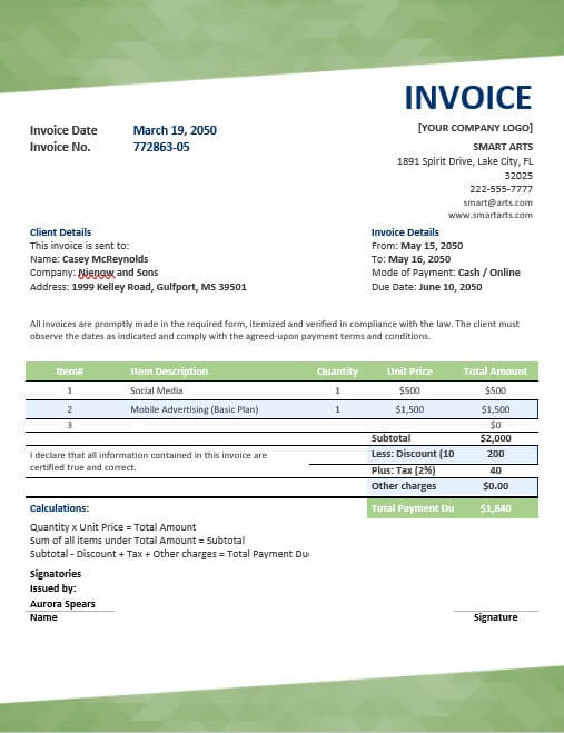 a3 invoice template 2