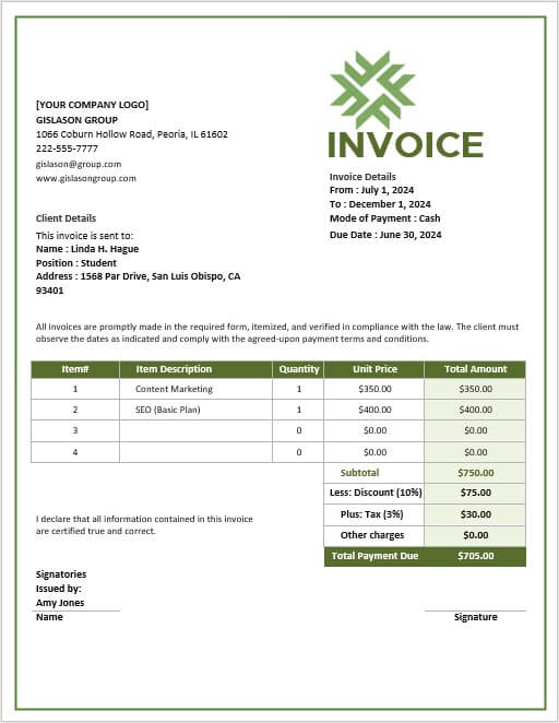 a3 invoice template 3