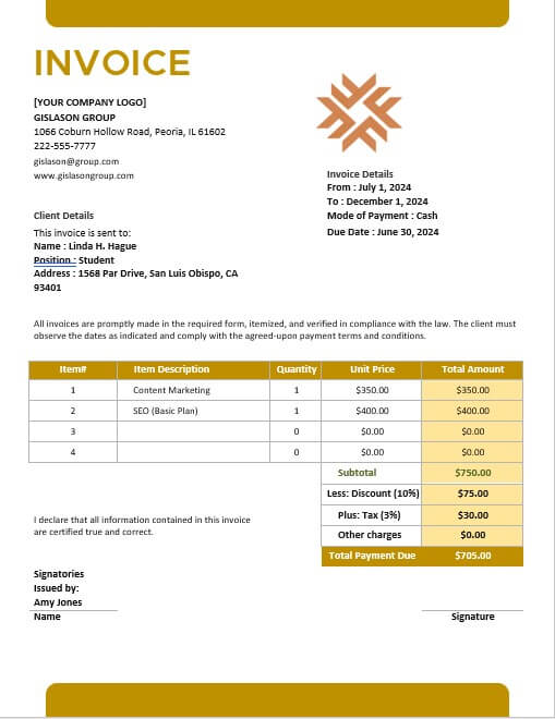 a3 invoice template 6