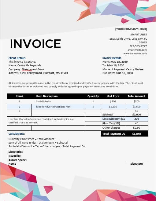 a3 invoice template 8