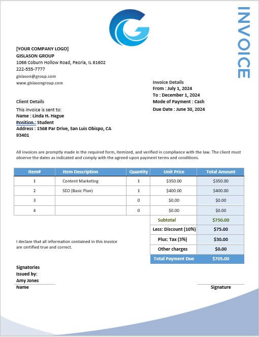 a3 invoice template 9