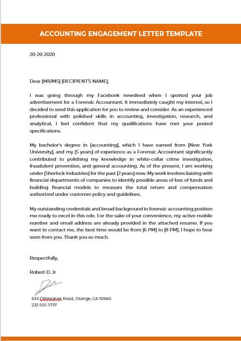 accounting engagement letter template 2