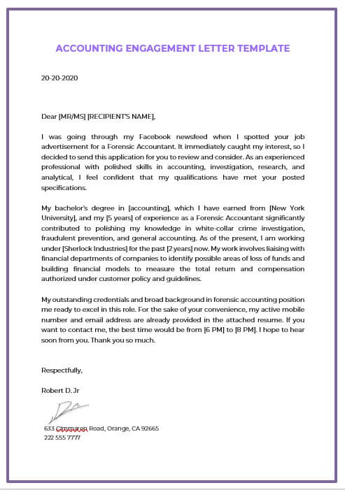 accounting engagement letter template 4