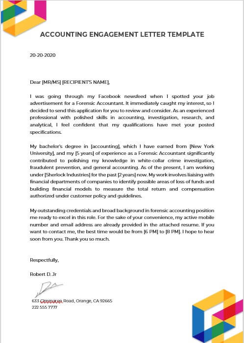 accounting engagement letter template 5