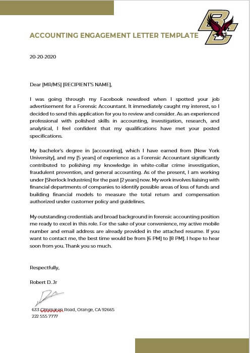 accounting engagement letter template 9