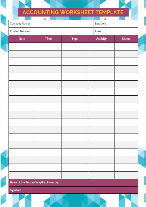 accounting worksheet template 10