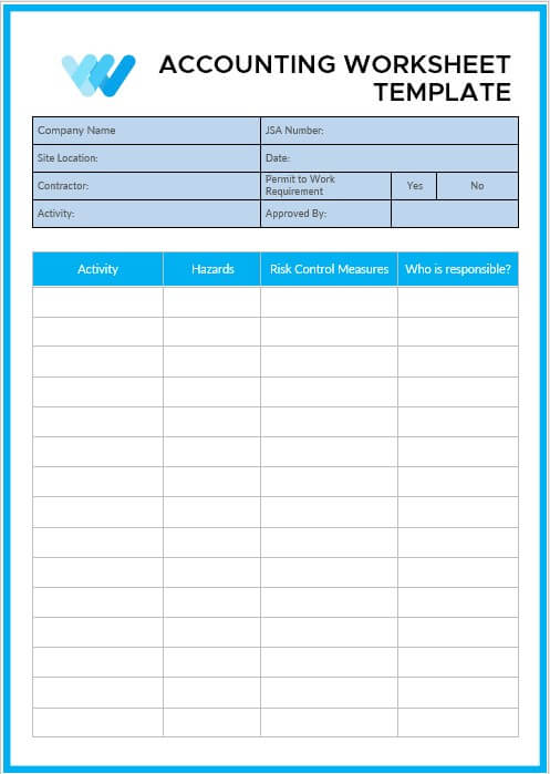 accounting worksheet template 3