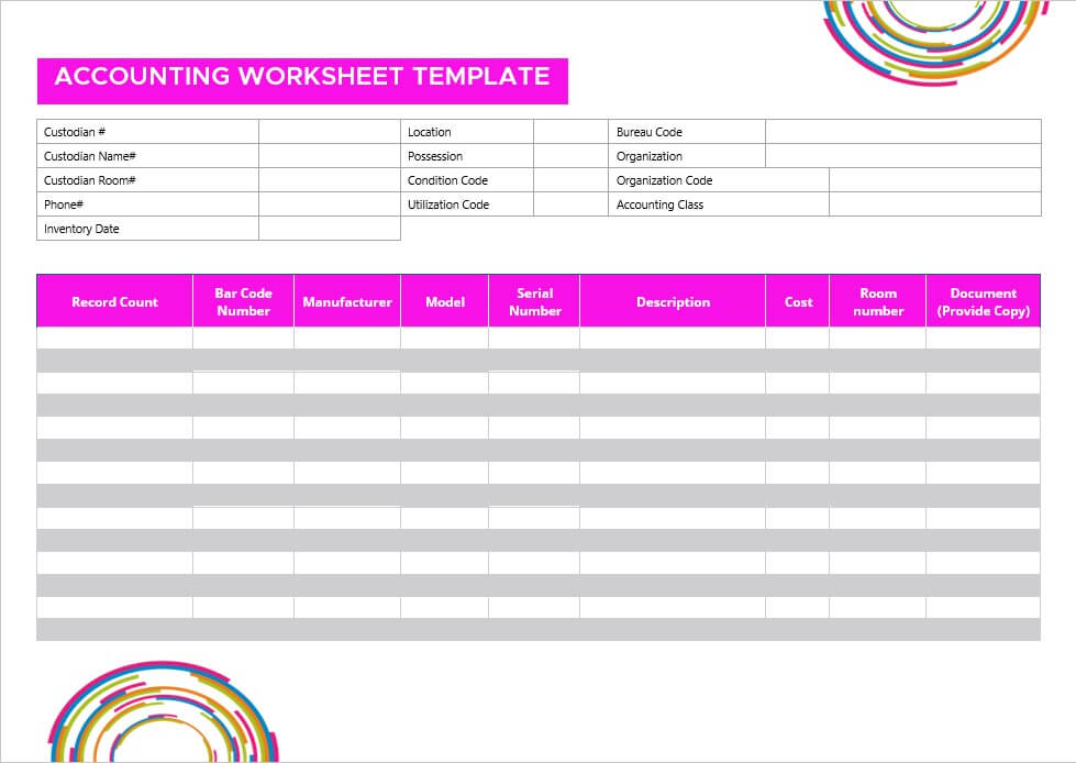 accounting worksheet template 4