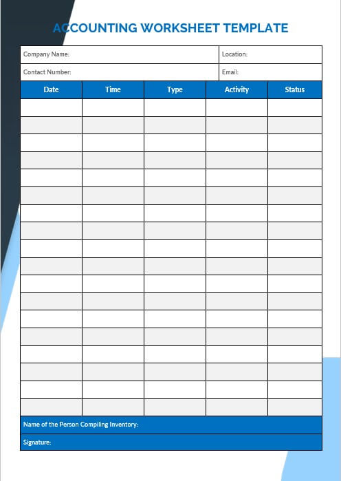 accounting worksheet template 5