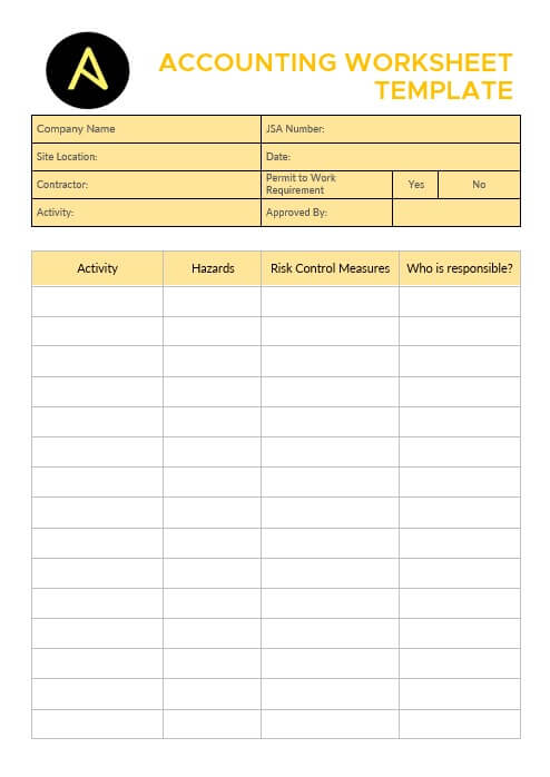 accounting worksheet template 6