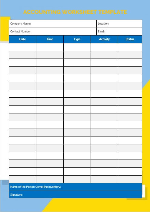 accounting worksheet template 8