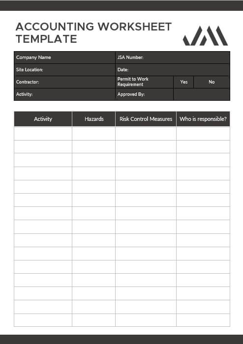 accounting worksheet template 9