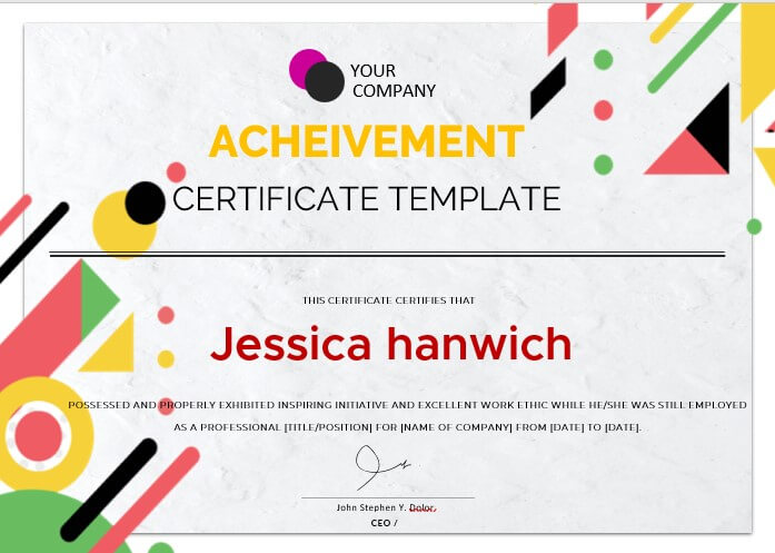 acheivement certificate template 1