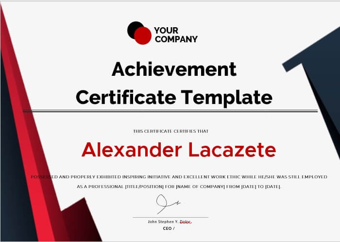 acheivement certificate template 3