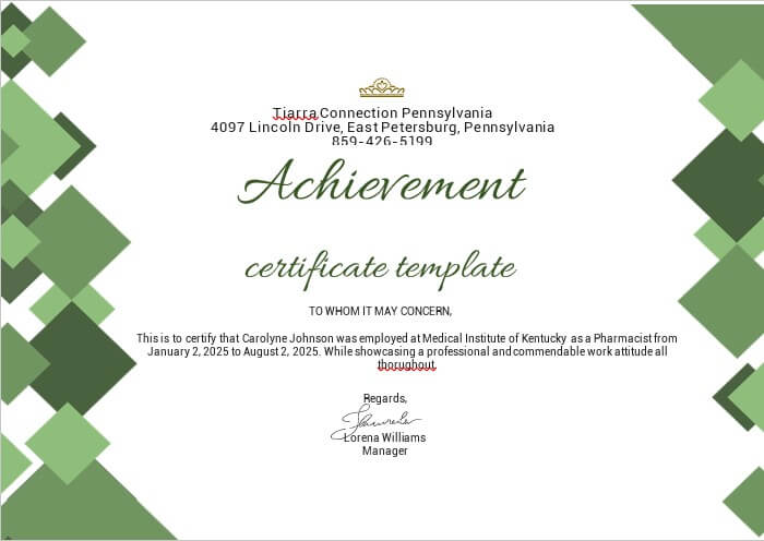 acheivement certificate template 4