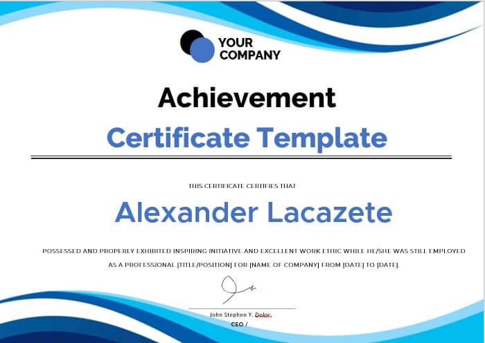acheivement certificate template 7