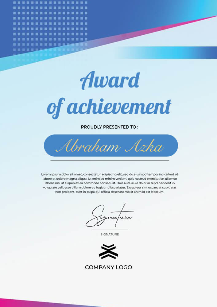 achievement award template Customizable FIle PSD Templates
