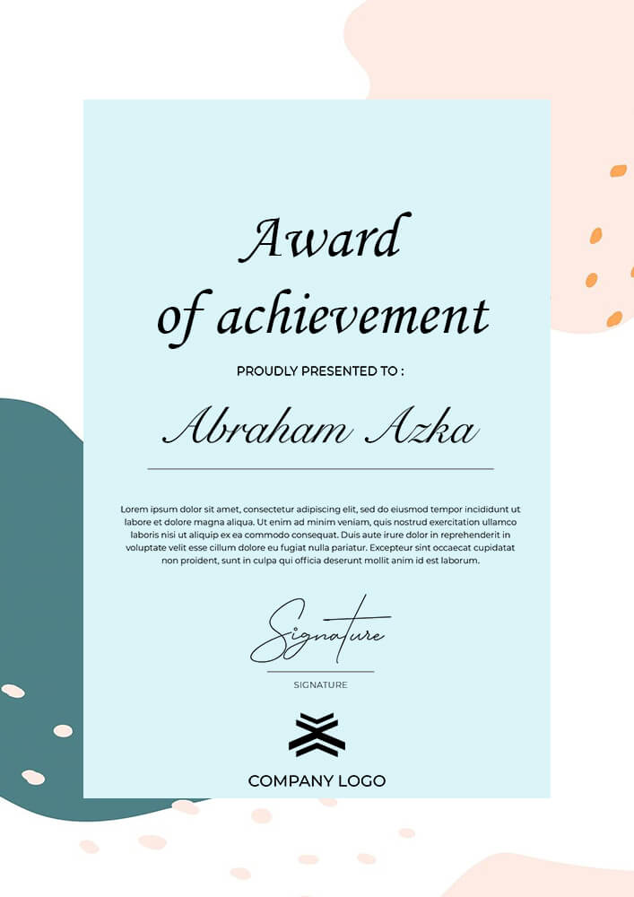 achievement award template PSD File Free Download