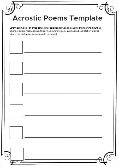 acrostic poems template 6