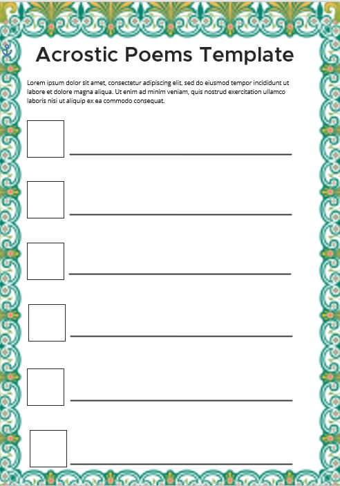 acrostic poems template 8
