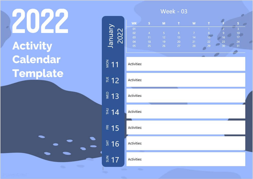 activity calendar template 3
