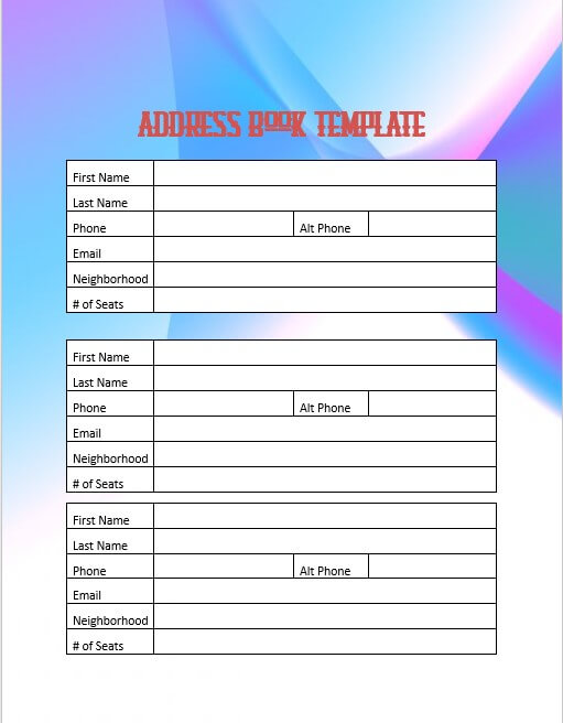 address book template 10