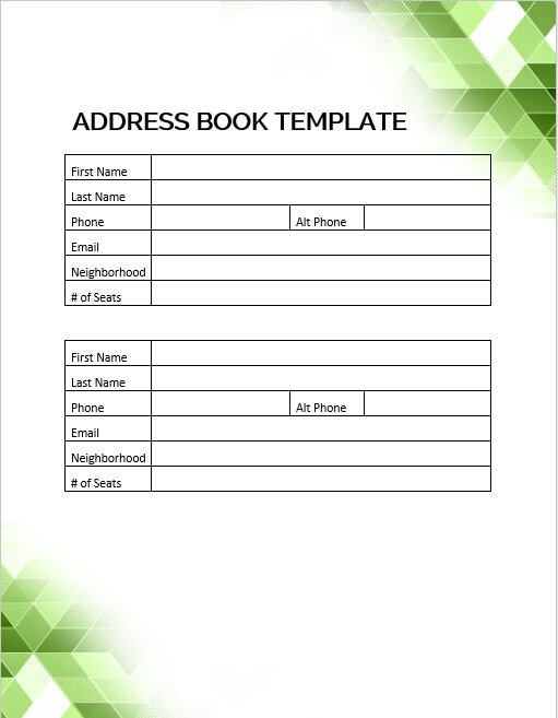 address book template 4