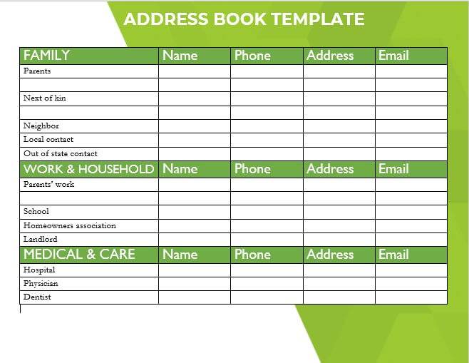 address book template 5