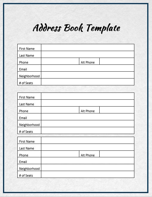 address book template 8