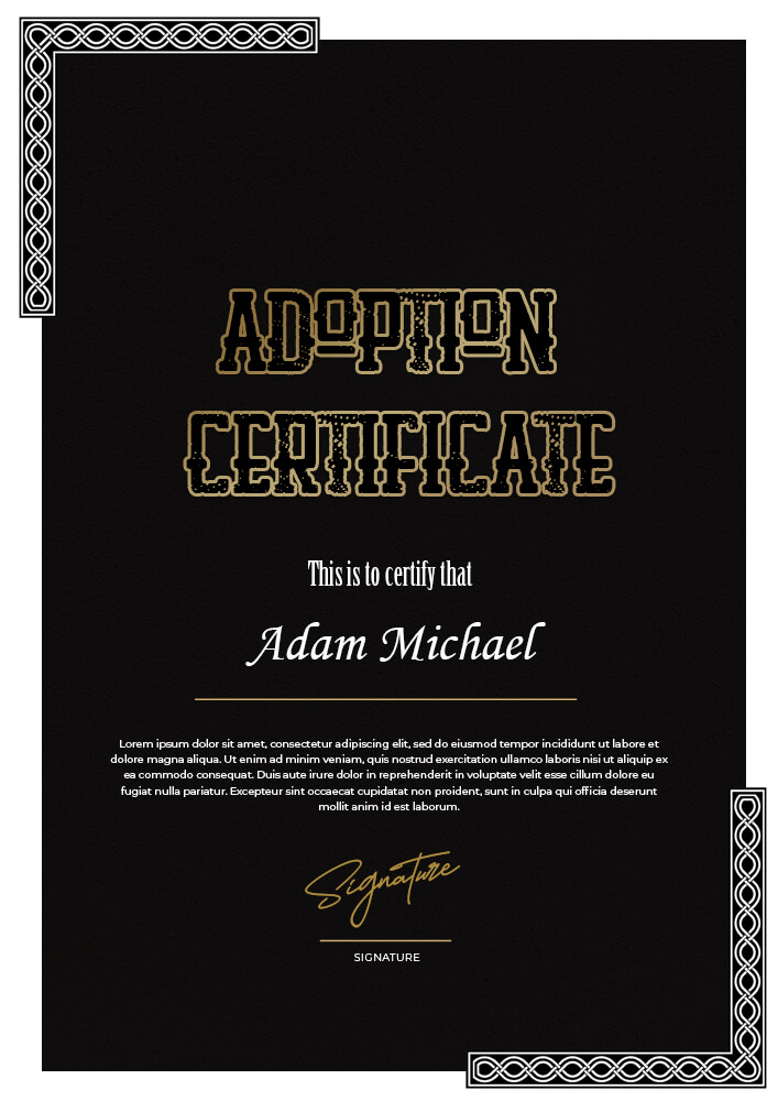adoption certificate template Customizable FIle PSD Templates