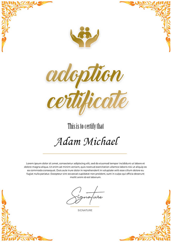 adoption certificate template Free PSD Templates Ideas