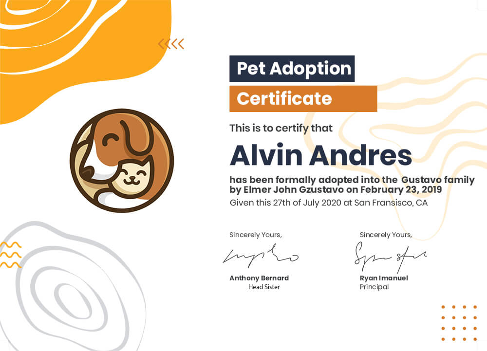 adoption certificate template Free PSD file photoshop