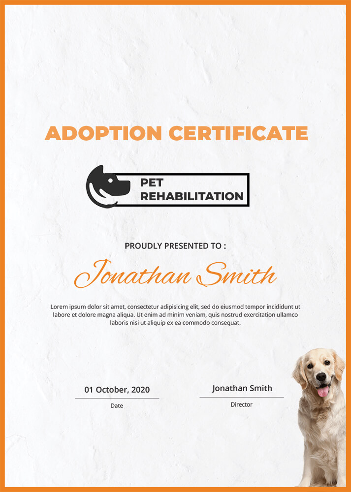 adoption certificate template PSD idea Design Sample